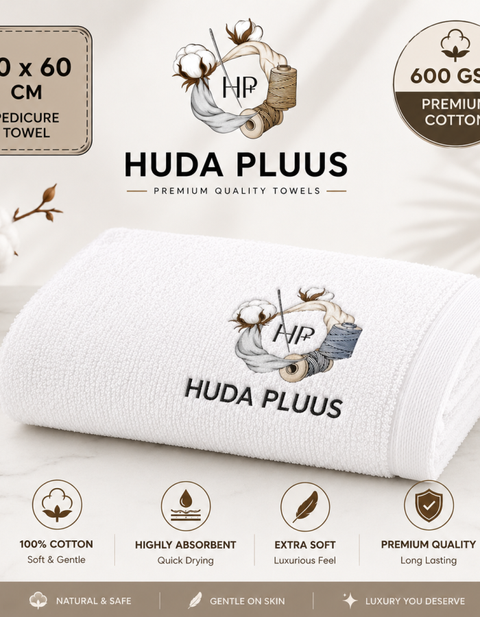 HUDA PLUUS Premium Cotton Pedicure Towel , Size 40/60 cm.Available In Pack Of Three.