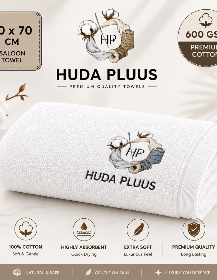 HUDA PLUUS Premium Cotton Hand & Face Towel 40/70 cm.Available In Pack Of Three